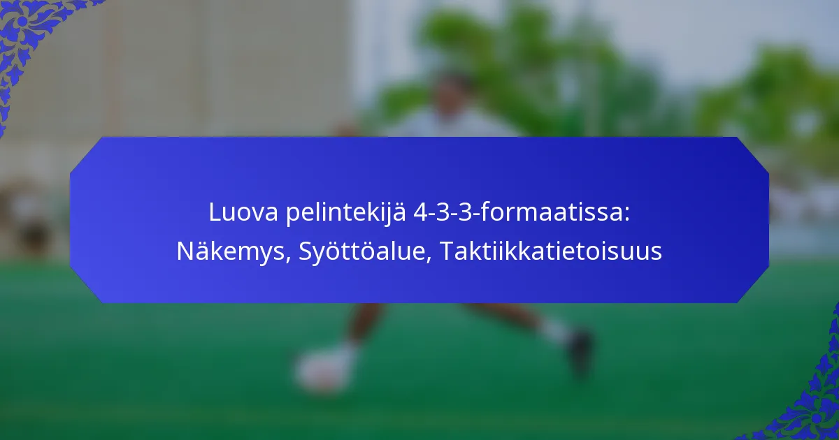 Luova pelintekijä 4-3-3-formaatissa: Näkemys, Syöttöalue, Taktiikkatietoisuus